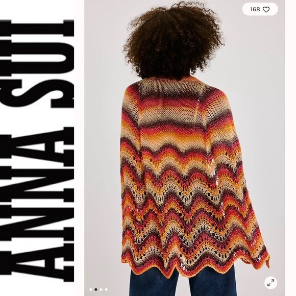 NEW Anna Sui Ombré Hand Crochet Poncho in Rainbow OS - Picture 2 of 12